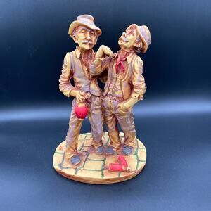 Vintage Italian F. Ingargiola Resin Figurine Statue of Old Drinking Friends